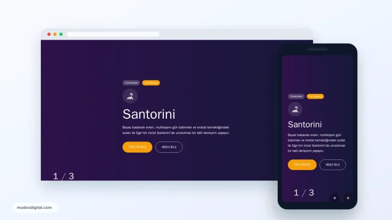 Seyahat Sitesi İçin Hero Slider responsive desktop and mobile preview