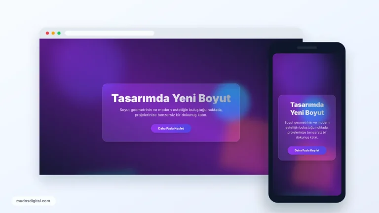 Camsı Geometrik Hero Tasarım responsive desktop and mobile preview