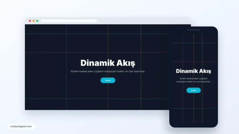 Hareketli Çizgiler Hero Tasarımı responsive desktop and mobile preview