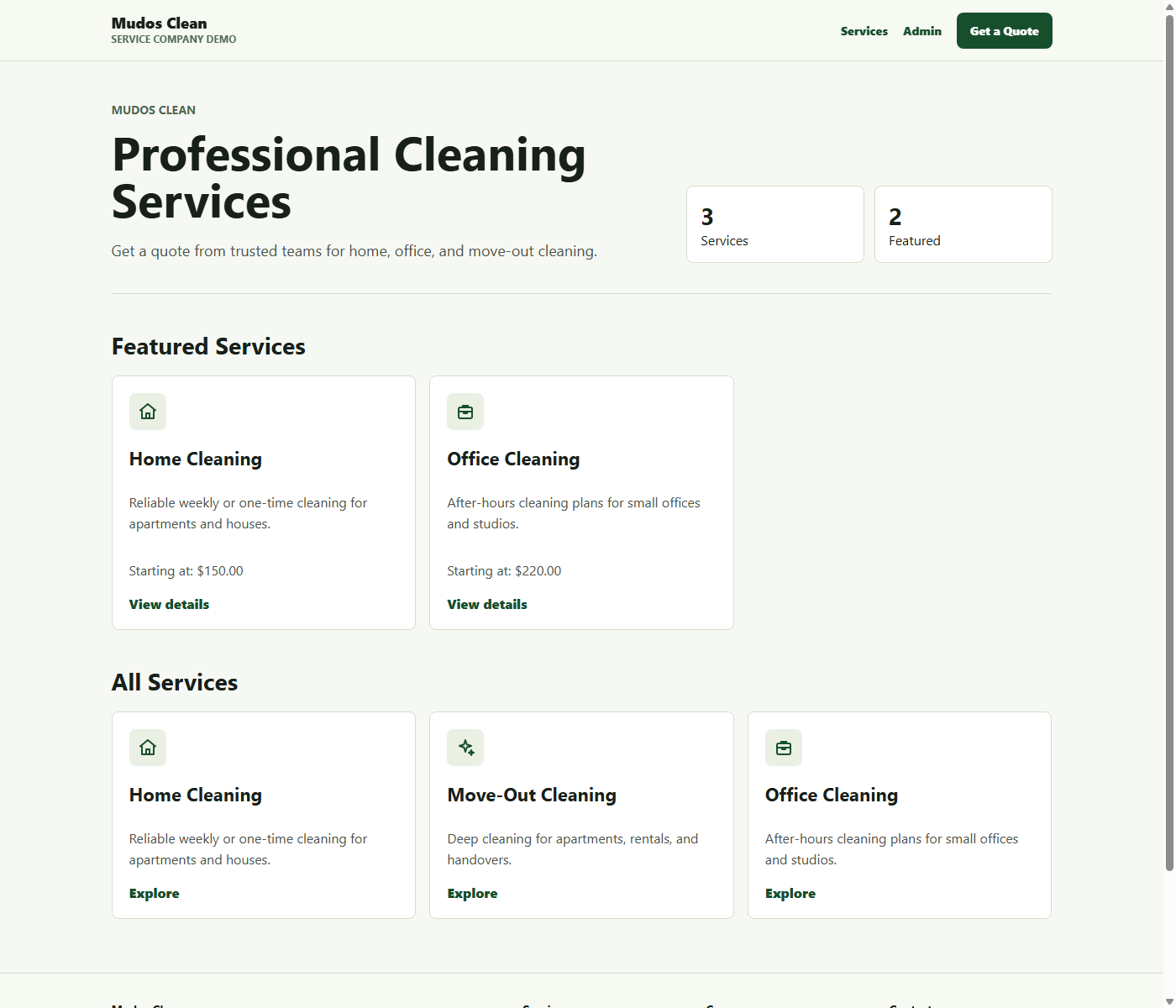 Homepage screenshot