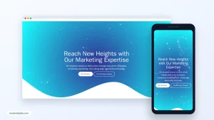 Digital Marketing Hero with tsParticles + Tailwind CSS responsive desktop and mobile preview