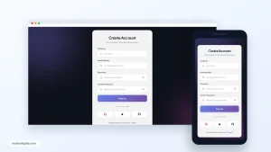 Modern Sign Up Form responsive desktop and mobile preview