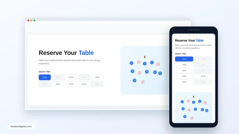 Restaurant Table Reservation Hero responsive desktop and mobile preview