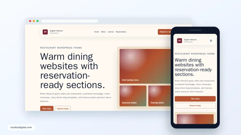 Bistro Reserve responsive desktop and mobile preview