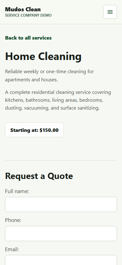Mobile service detail screenshot
